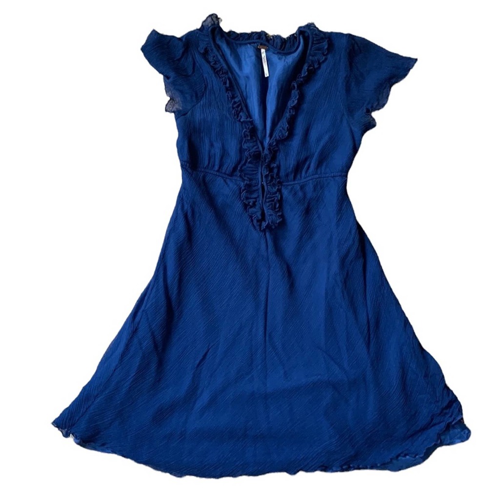 Free People Navy Blue Silk Mini Dress Size 2